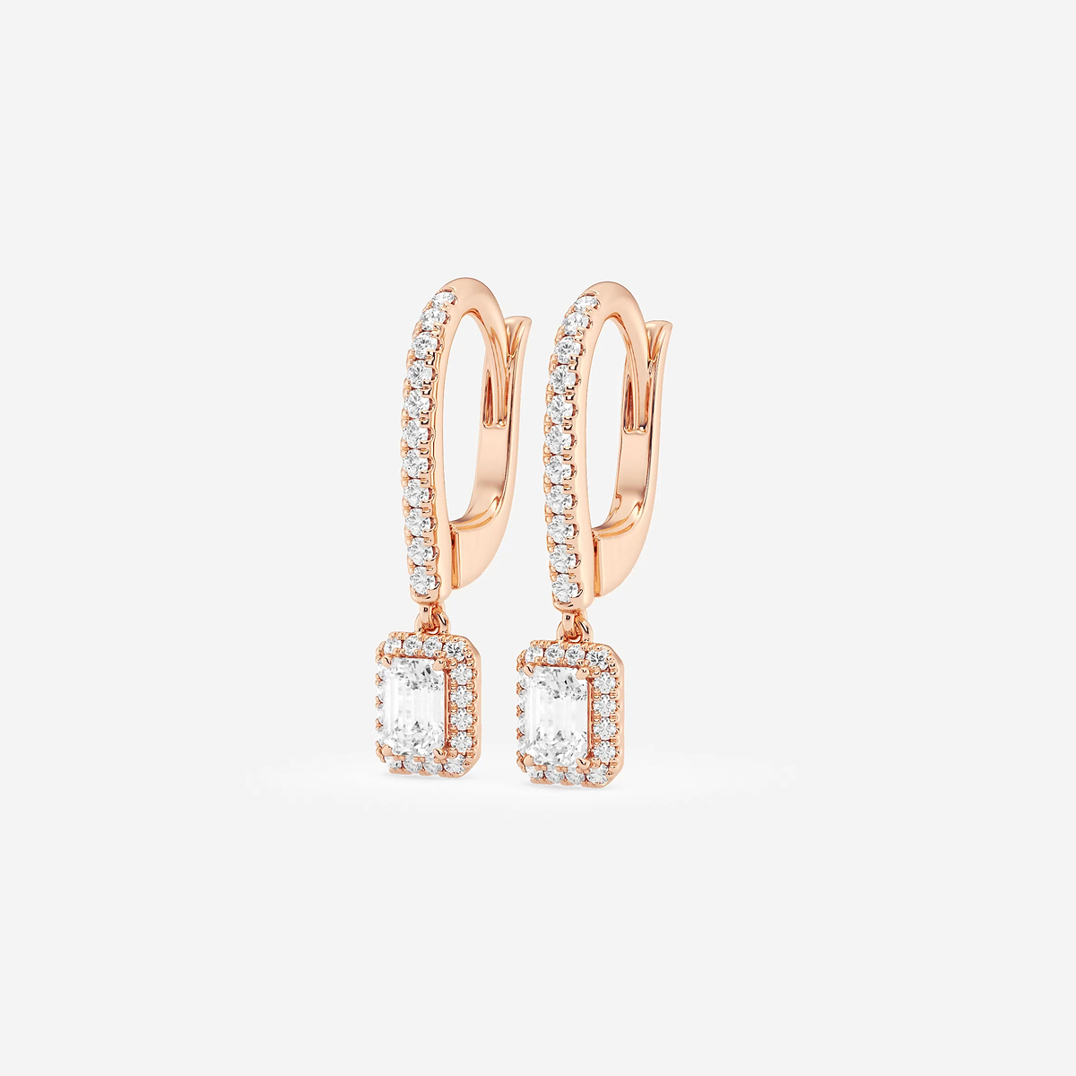 Additional Image 1 for  3/4 ctw Emerald Lab Grown Diamond Halo Drop Earrings