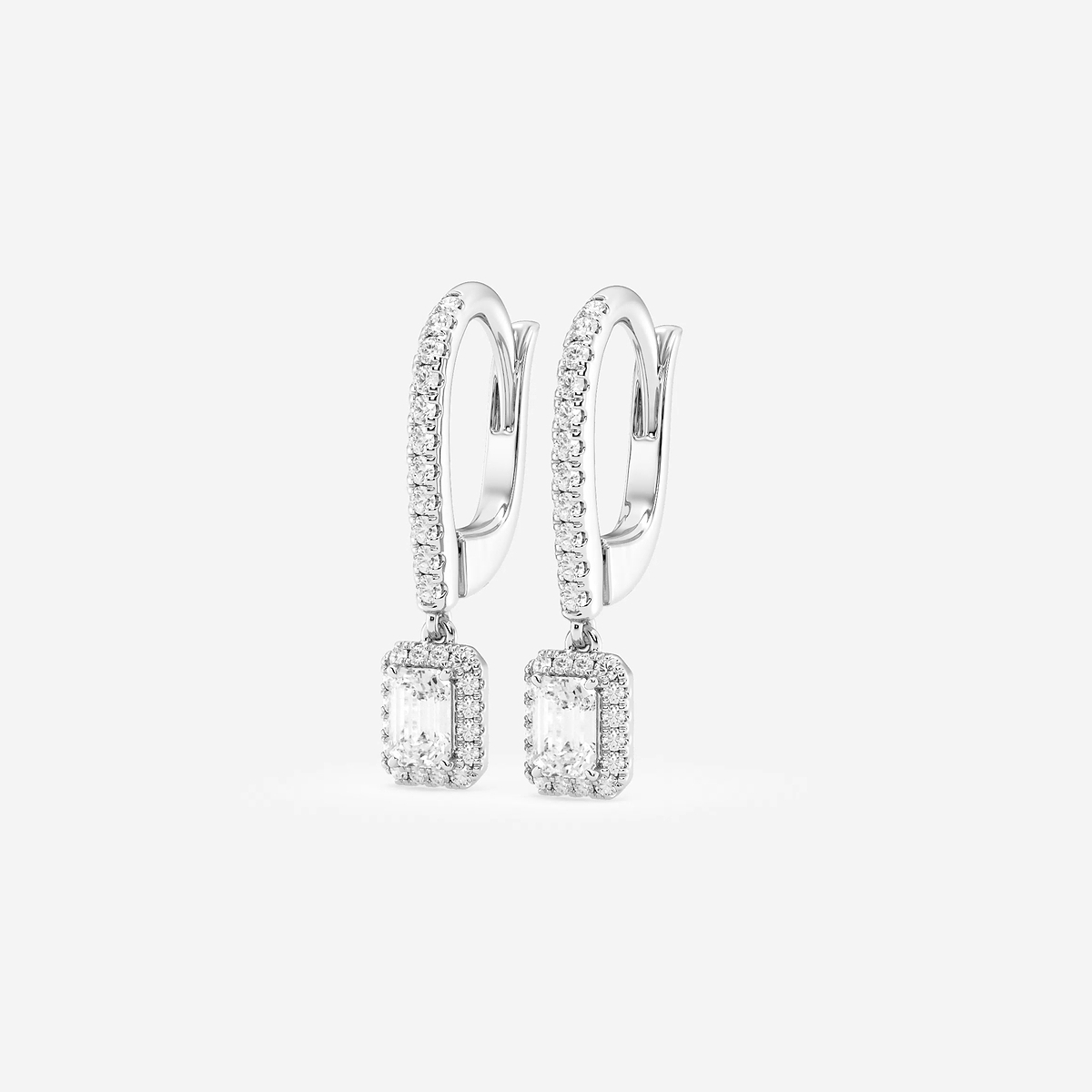 Additional Image 1 for  3/4 ctw Emerald Lab Grown Diamond Halo Drop Earrings