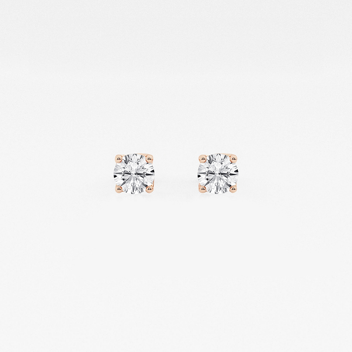Floral Solitaire Studs - 1/2 ctw Round Lab Grown Diamond Twisted Floral Solitaire Stud Earrings