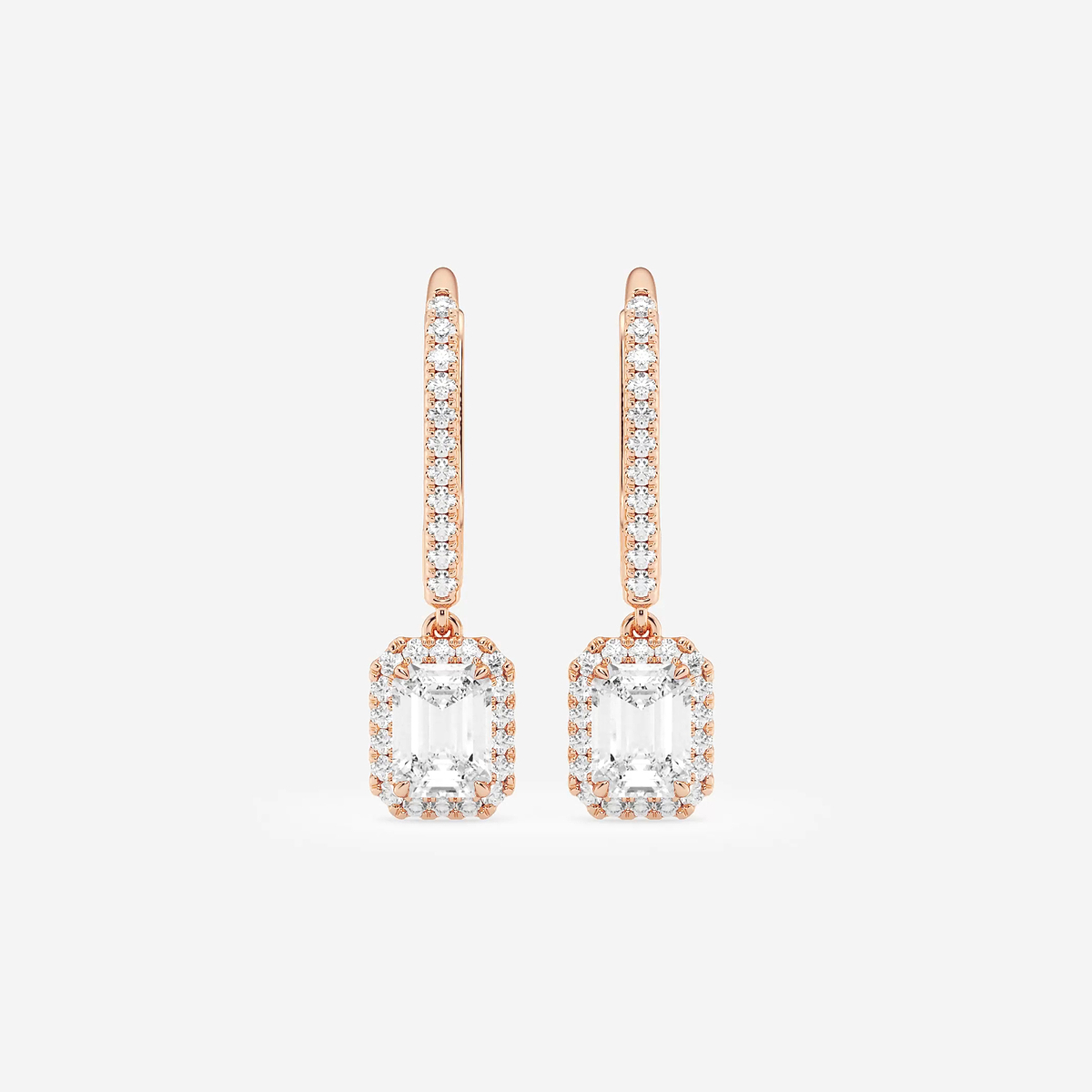 1 1/4 ctw Emerald Lab Grown Diamond Halo Drop Earrings
