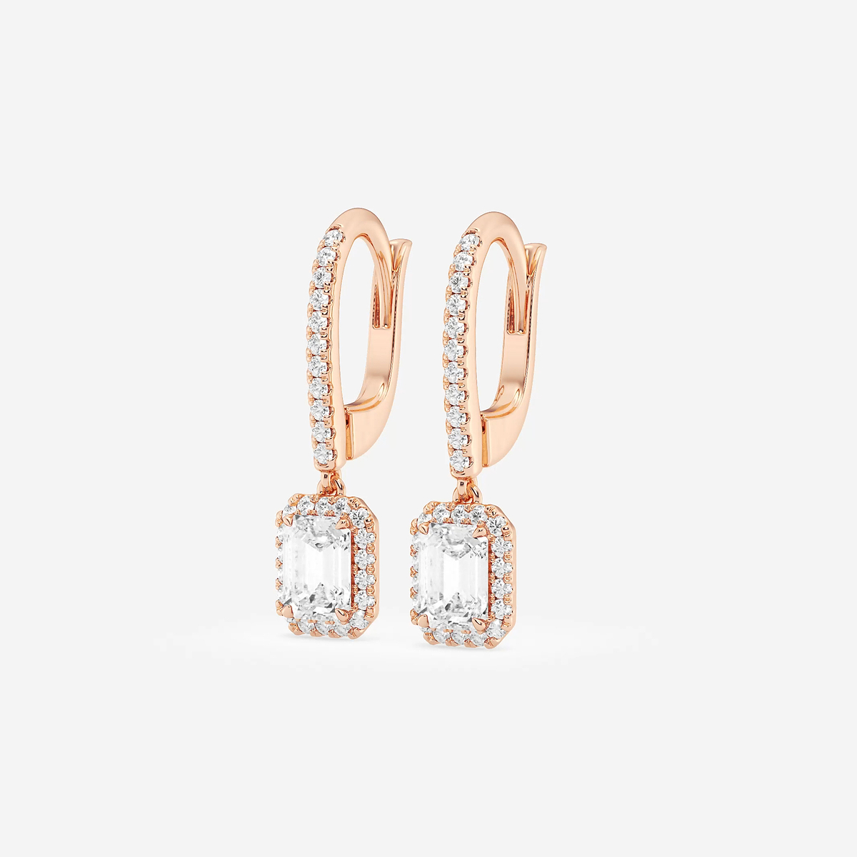 Additional Image 1 for  1 1/4 ctw Emerald Lab Grown Diamond Halo Drop Earrings