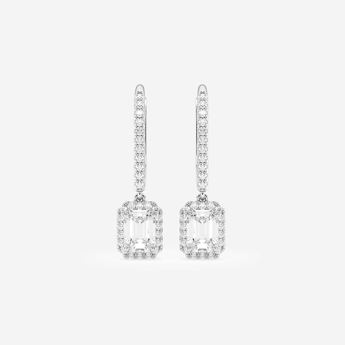 1 1/4 ctw Emerald Lab Grown Diamond Halo Drop Earrings
