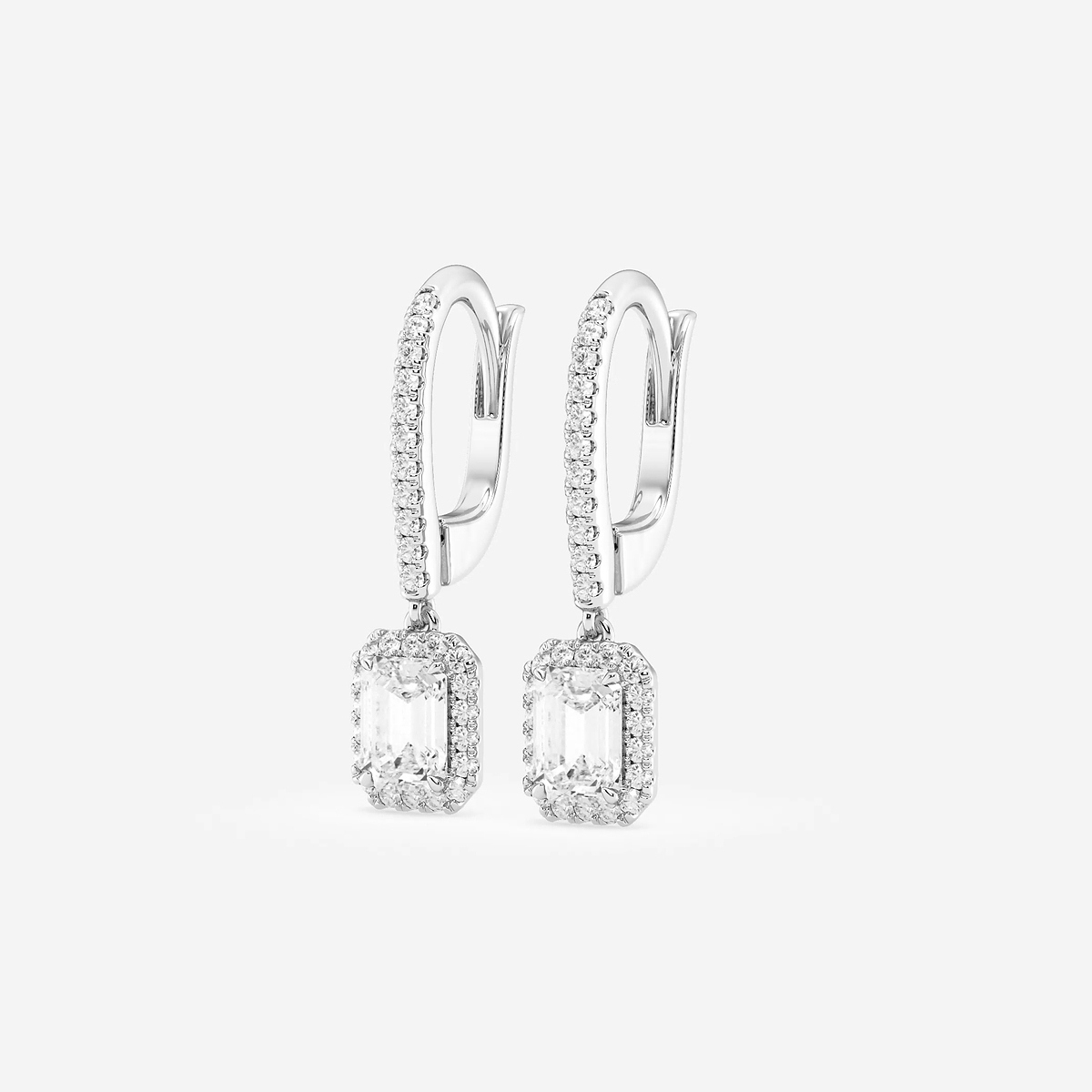 Additional Image 1 for  1 1/4 ctw Emerald Lab Grown Diamond Halo Drop Earrings