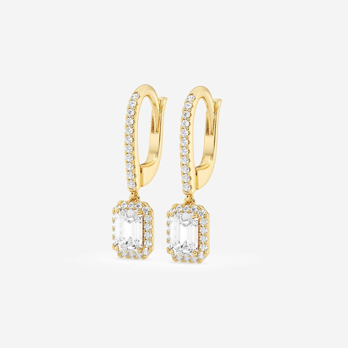Additional Image 1 for  1 1/4 ctw Emerald Lab Grown Diamond Halo Drop Earrings