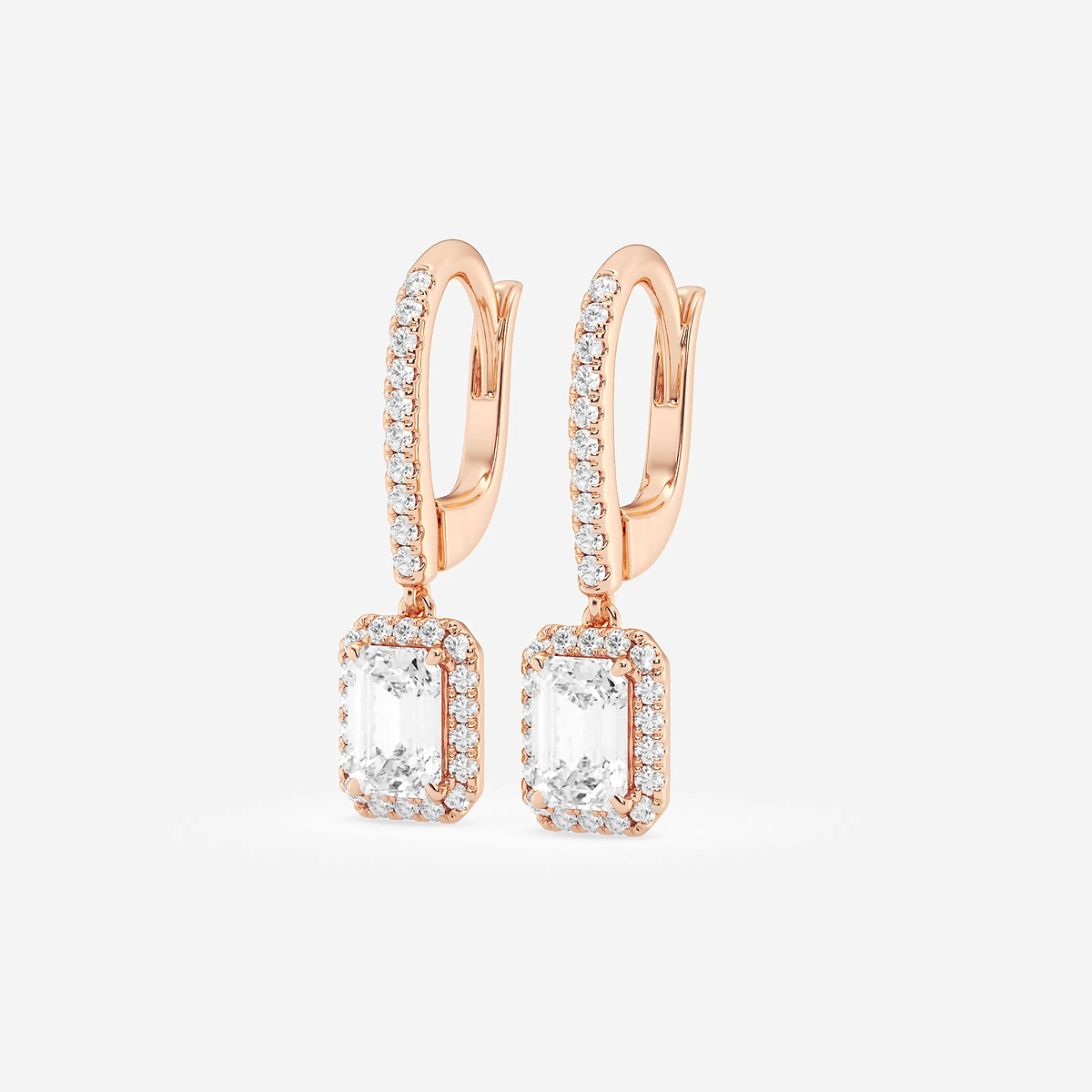 Additional Image 1 for  1 3/4 ctw Emerald Lab Grown Diamond Halo Drop Earrings