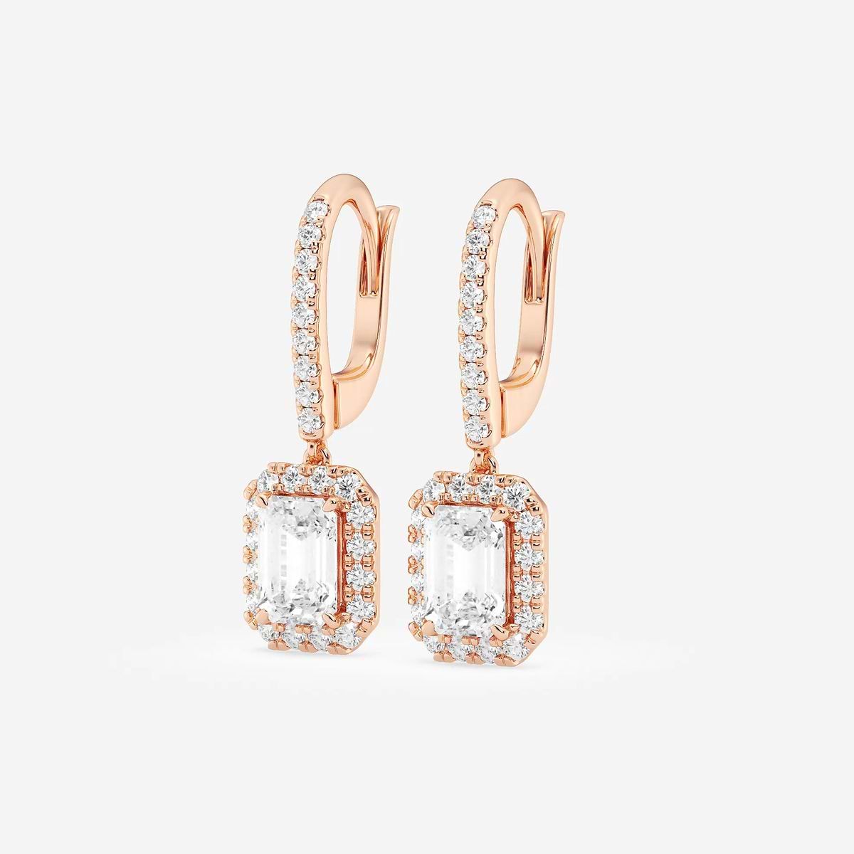 Additional Image 1 for  2 1/2 ctw Emerald Lab Grown Diamond Halo Drop Earrings