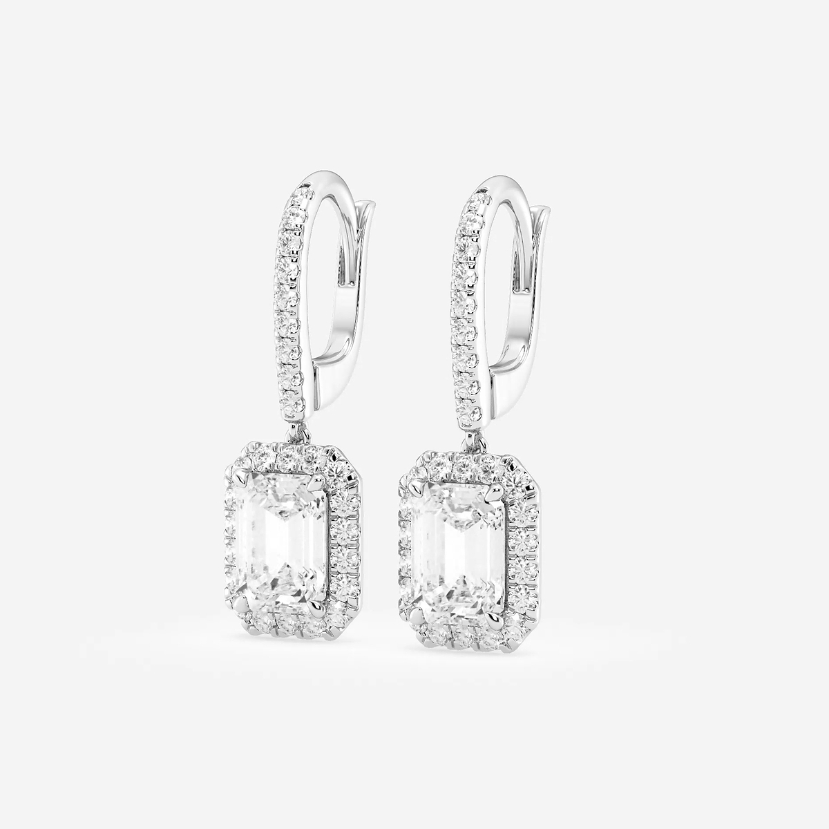 Additional Image 1 for  3 1/2 ctw Emerald Lab Grown Diamond Halo Drop Earrings