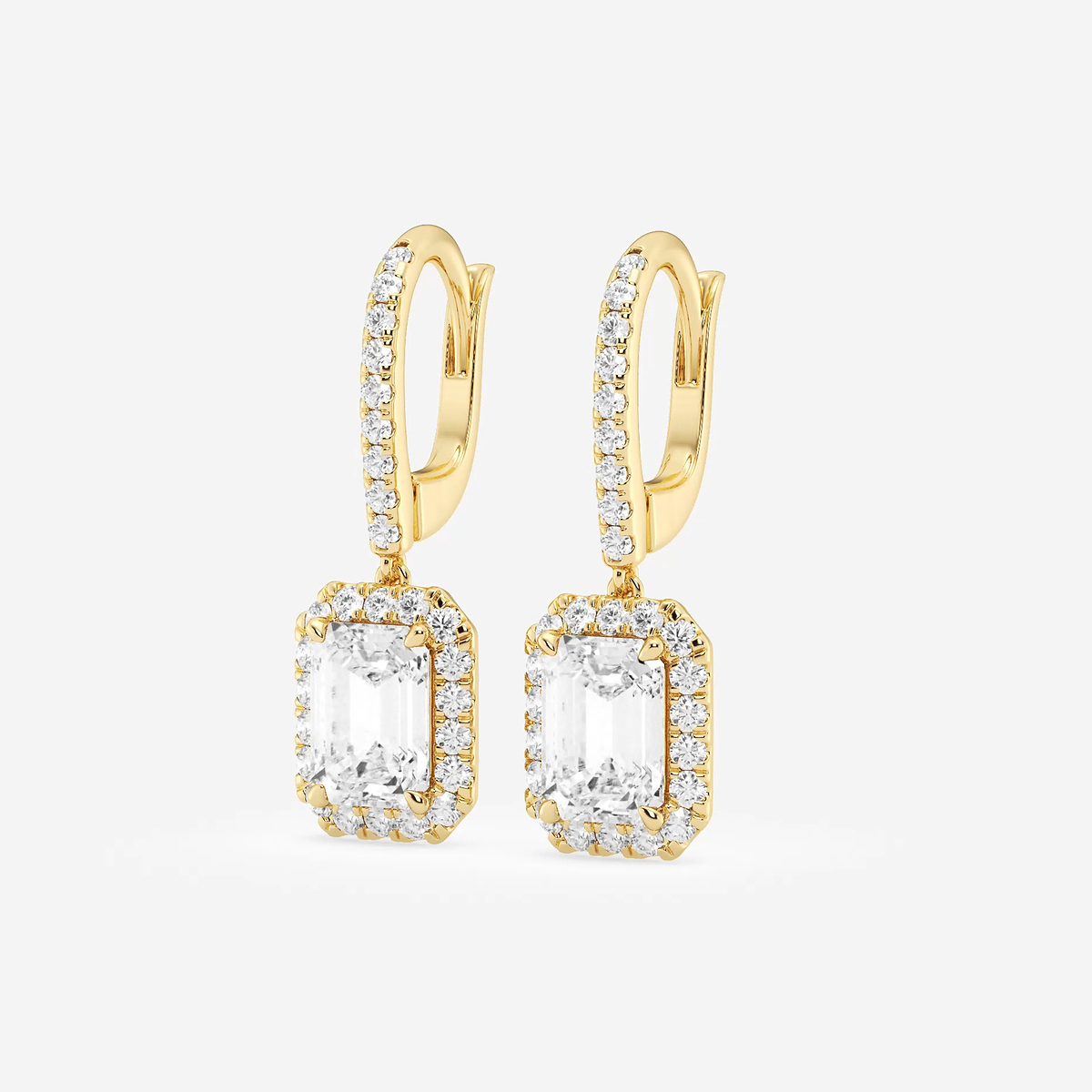 Additional Image 1 for  3 1/2 ctw Emerald Lab Grown Diamond Halo Drop Earrings