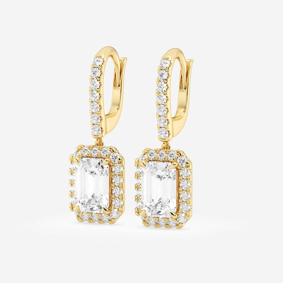 Additional Image 1 for  4 3/4 ctw Emerald Lab Grown Diamond Halo Drop Earrings