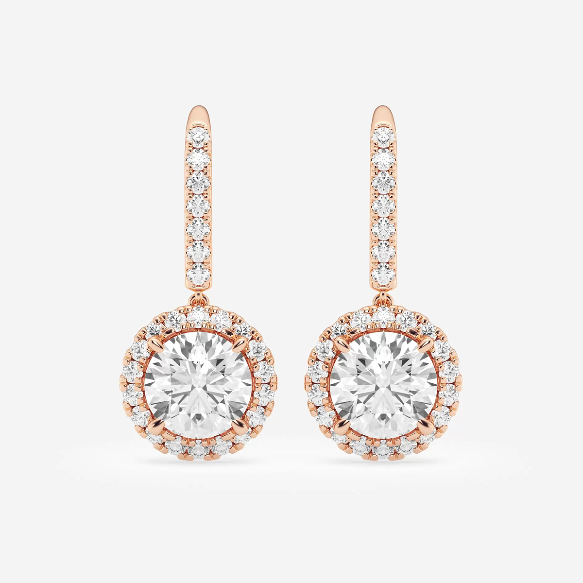 4 3/4 ctw Round Lab Grown Diamond Halo Drop Earrings