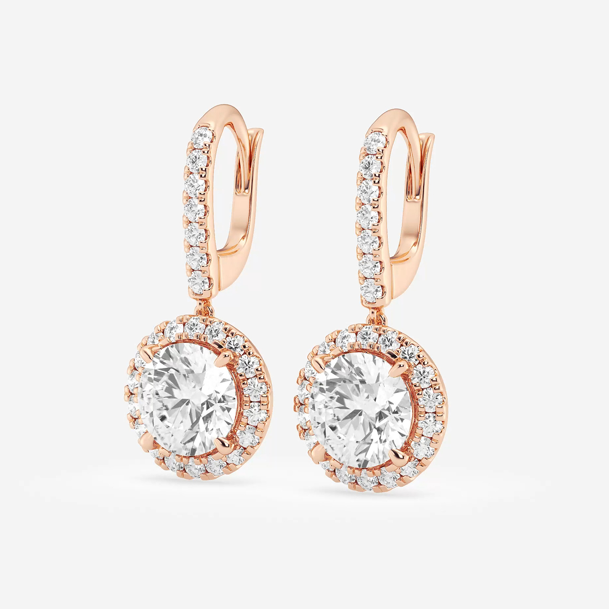 Additional Image 1 for  4 3/4 ctw Round Lab Grown Diamond Halo Drop Earrings