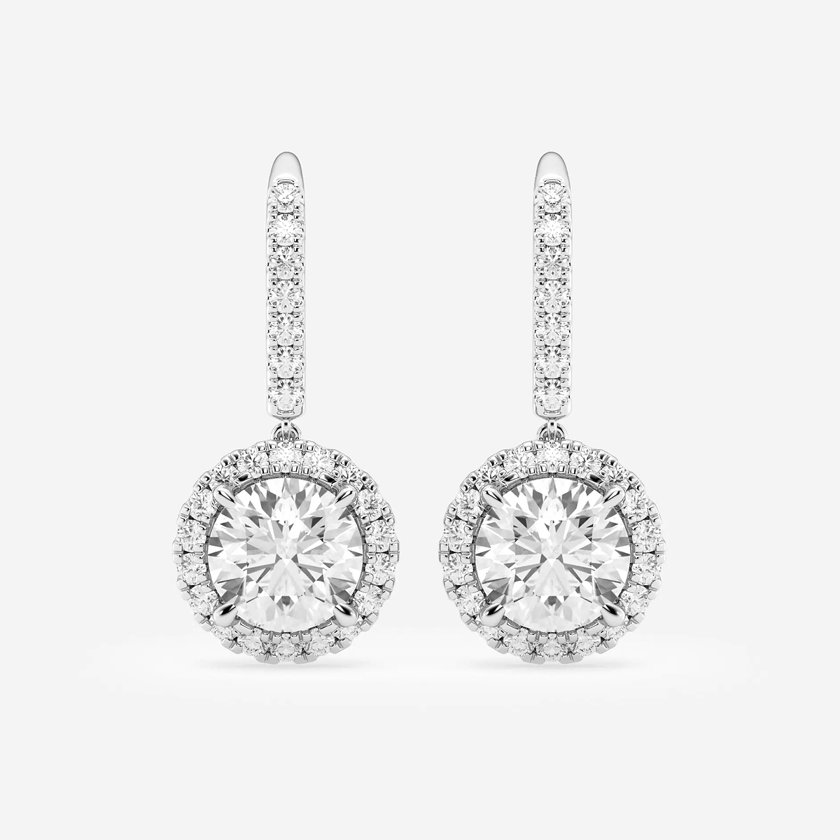 4 3/4 ctw Round Lab Grown Diamond Halo Drop Earrings