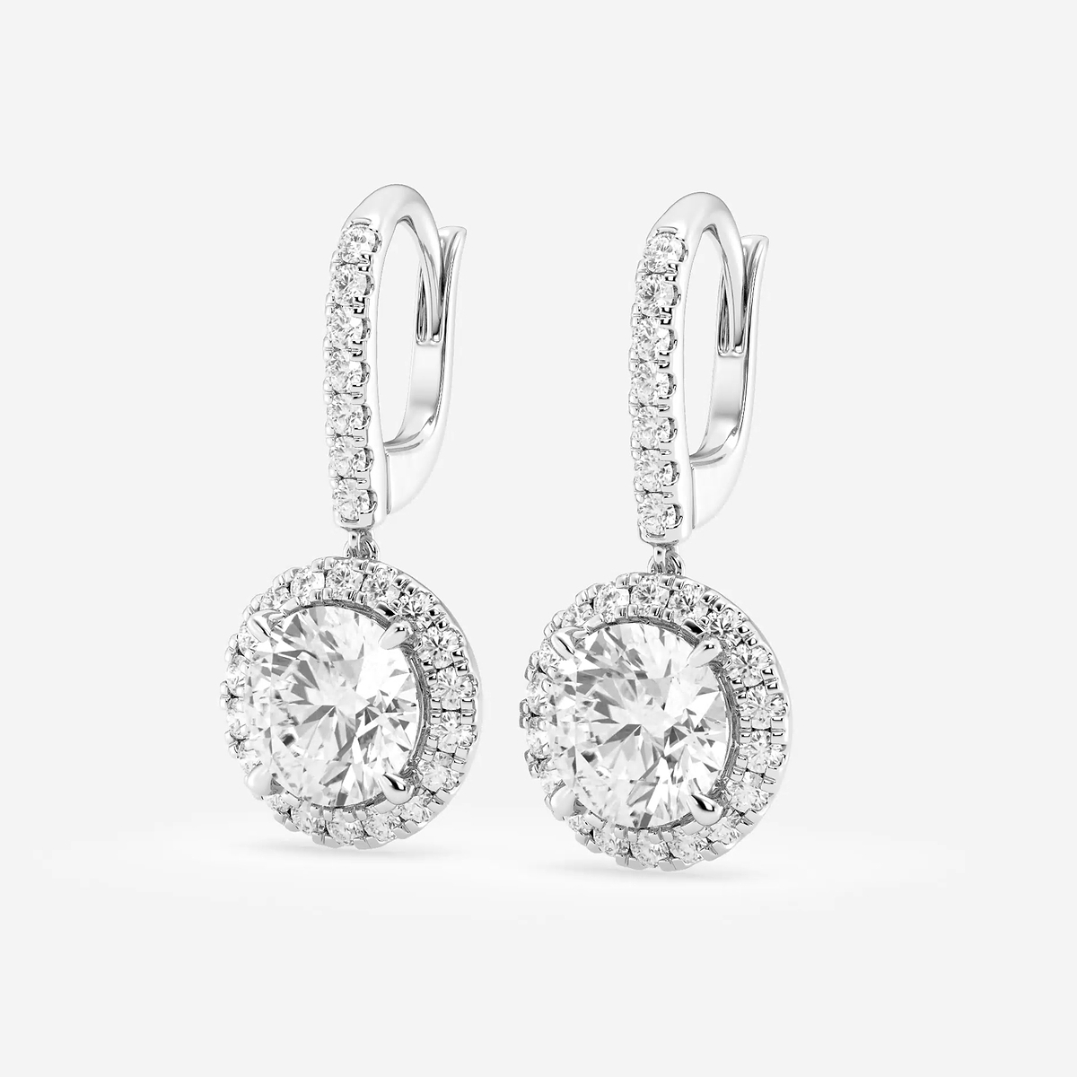 Additional Image 1 for  4 3/4 ctw Round Lab Grown Diamond Halo Drop Earrings