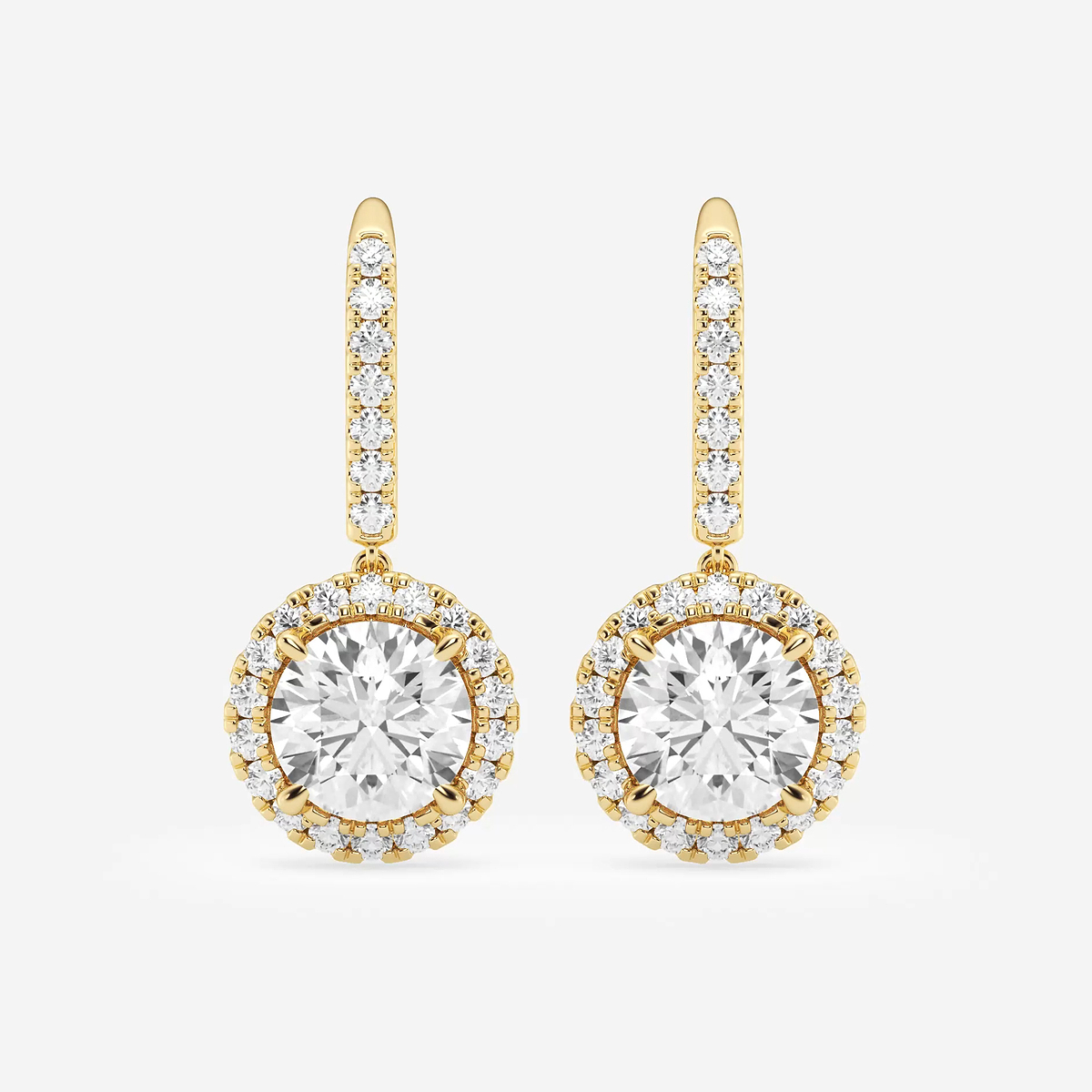 4 3/4 ctw Round Lab Grown Diamond Halo Drop Earrings