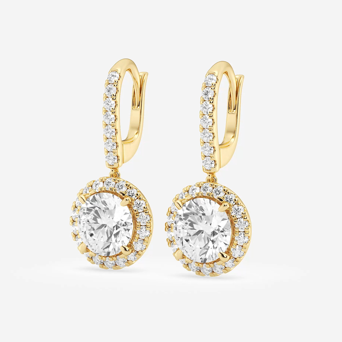 Additional Image 1 for  4 3/4 ctw Round Lab Grown Diamond Halo Drop Earrings