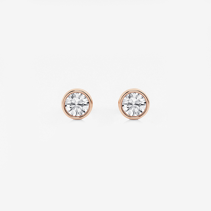 Bezel Set Studs - 1/2 ctw Round Lab Grown Diamond Bezel Set Solitaire Stud Earrings