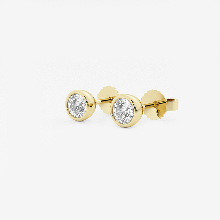 Bezel Set Studs - 1/2 ctw Round Lab Grown Diamond Bezel Set Solitaire Stud Earrings
