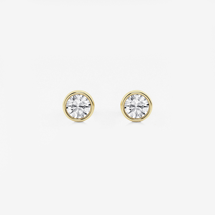 Bezel Set Studs - 1/2 ctw Round Lab Grown Diamond Bezel Set Solitaire Stud Earrings