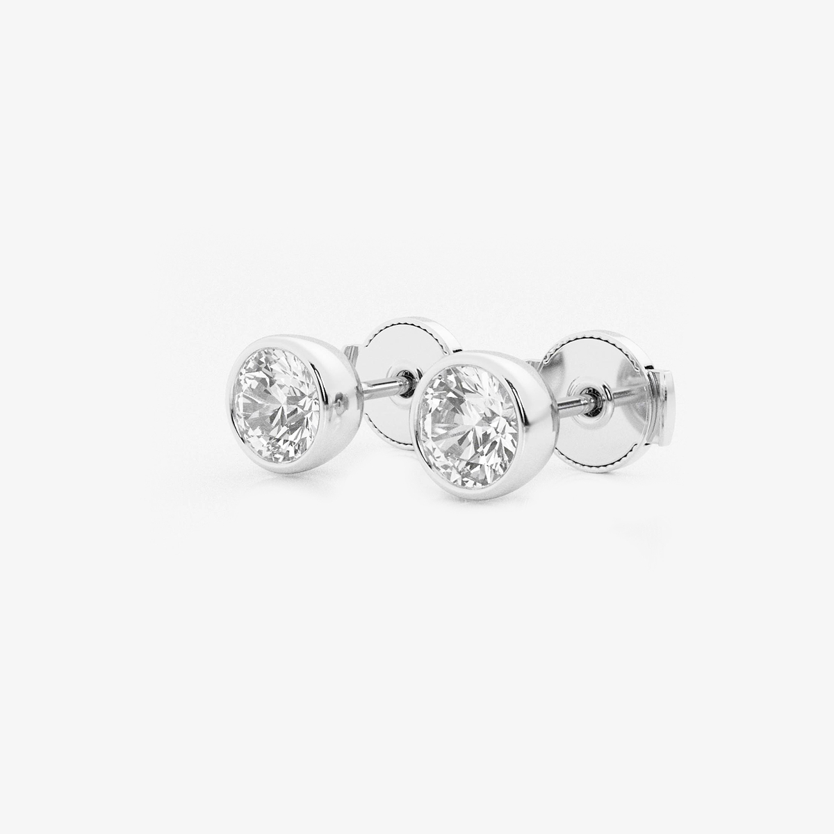 Additional Image 1 for  1 ctw Round Lab Grown Diamond Bezel Set Solitaire Stud Earrings