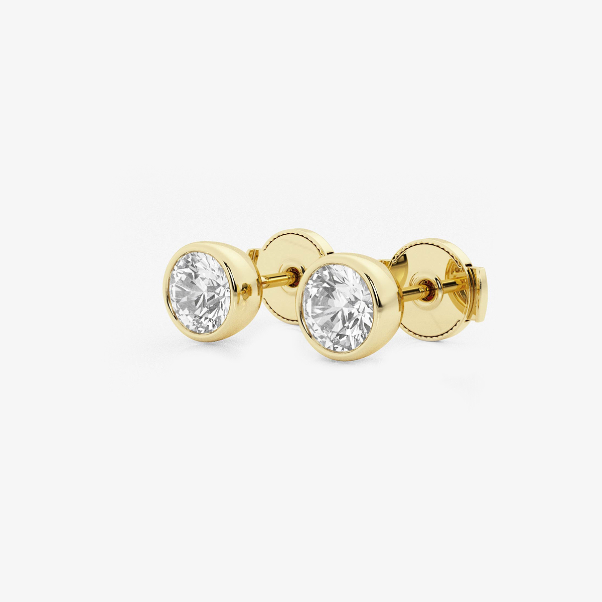 Additional Image 1 for  1 ctw Round Lab Grown Diamond Bezel Set Solitaire Stud Earrings