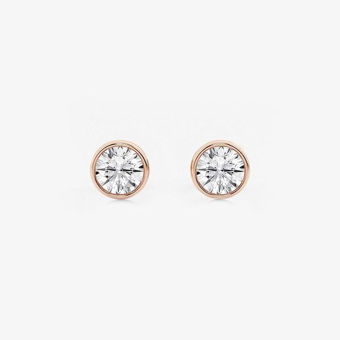 Bezel Set Solitaire Round Stud Earrings
