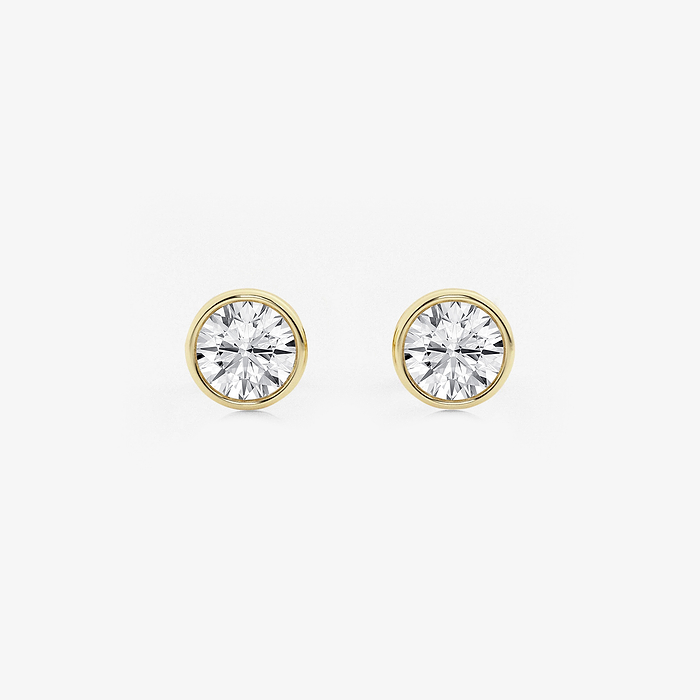 Bezel Set Studs - 1 ctw Round Lab Grown Diamond Bezel Set Solitaire Stud Earrings