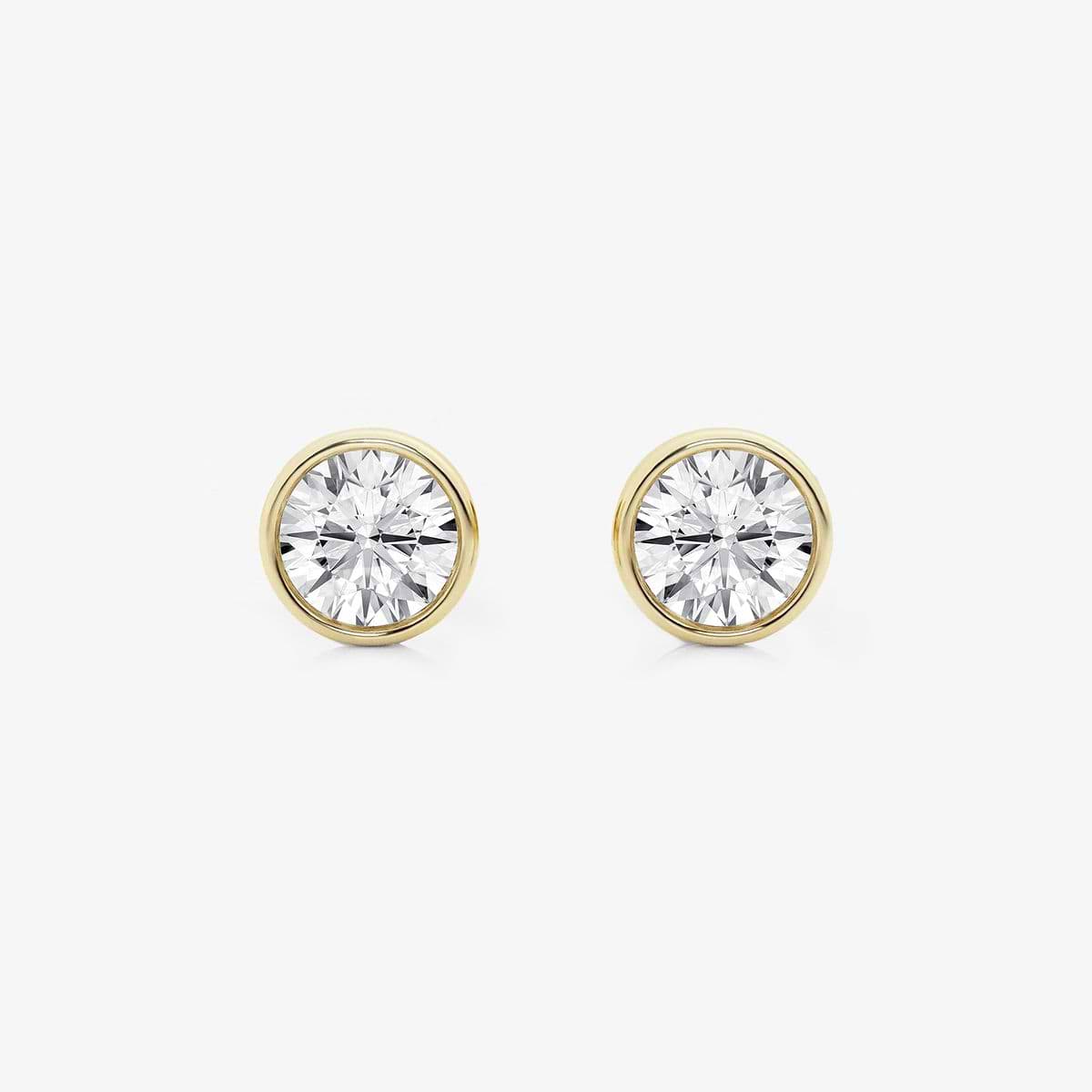 1 1/2 ctw Round Lab Grown Diamond Bezel Set Solitaire Stud Earrings 14K Yellow Gold, GH, VS2+