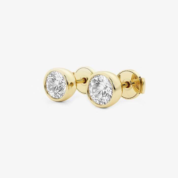 Bezel Set Solitaire Round Stud Earrings