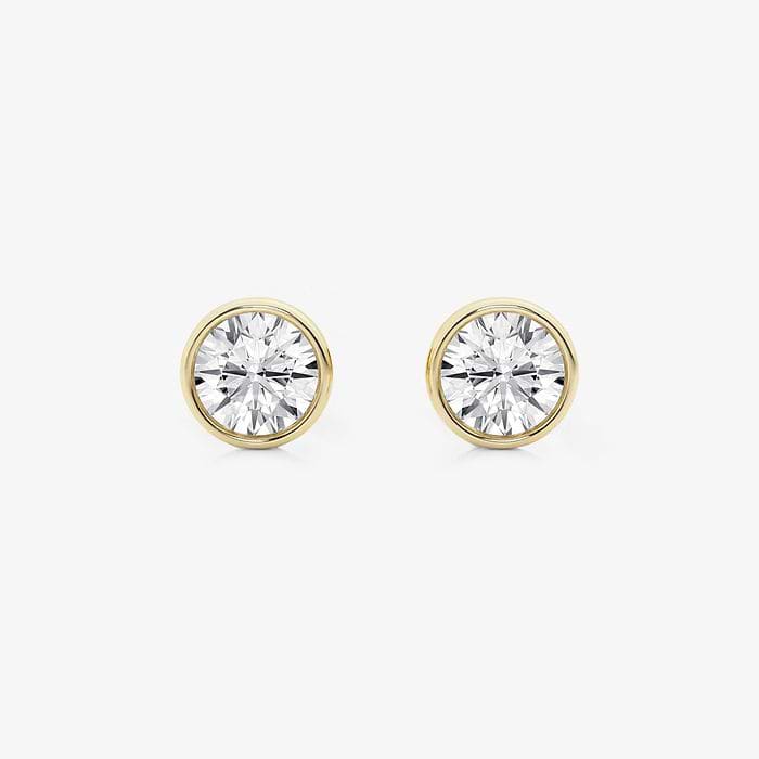 Bezel Set Solitaire Round Stud Earrings