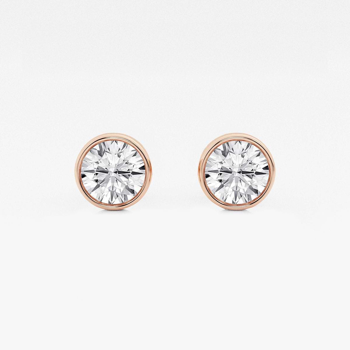 2 ctw Round Lab Grown Diamond Bezel Set Solitaire Certified Stud Earrings