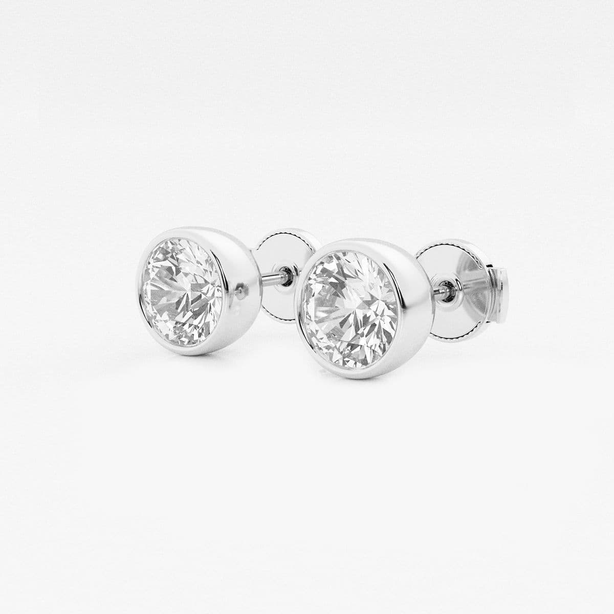Additional Image 1 for  2 ctw Round Lab Grown Diamond Bezel Set Solitaire Certified Stud Earrings