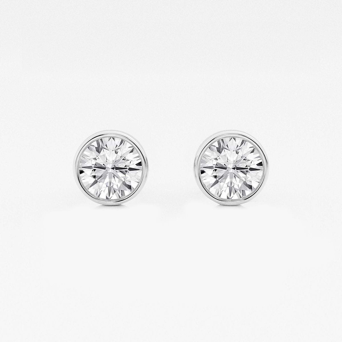 2 ctw Round Lab Grown Diamond Bezel Set Solitaire Certified Stud Earrings
