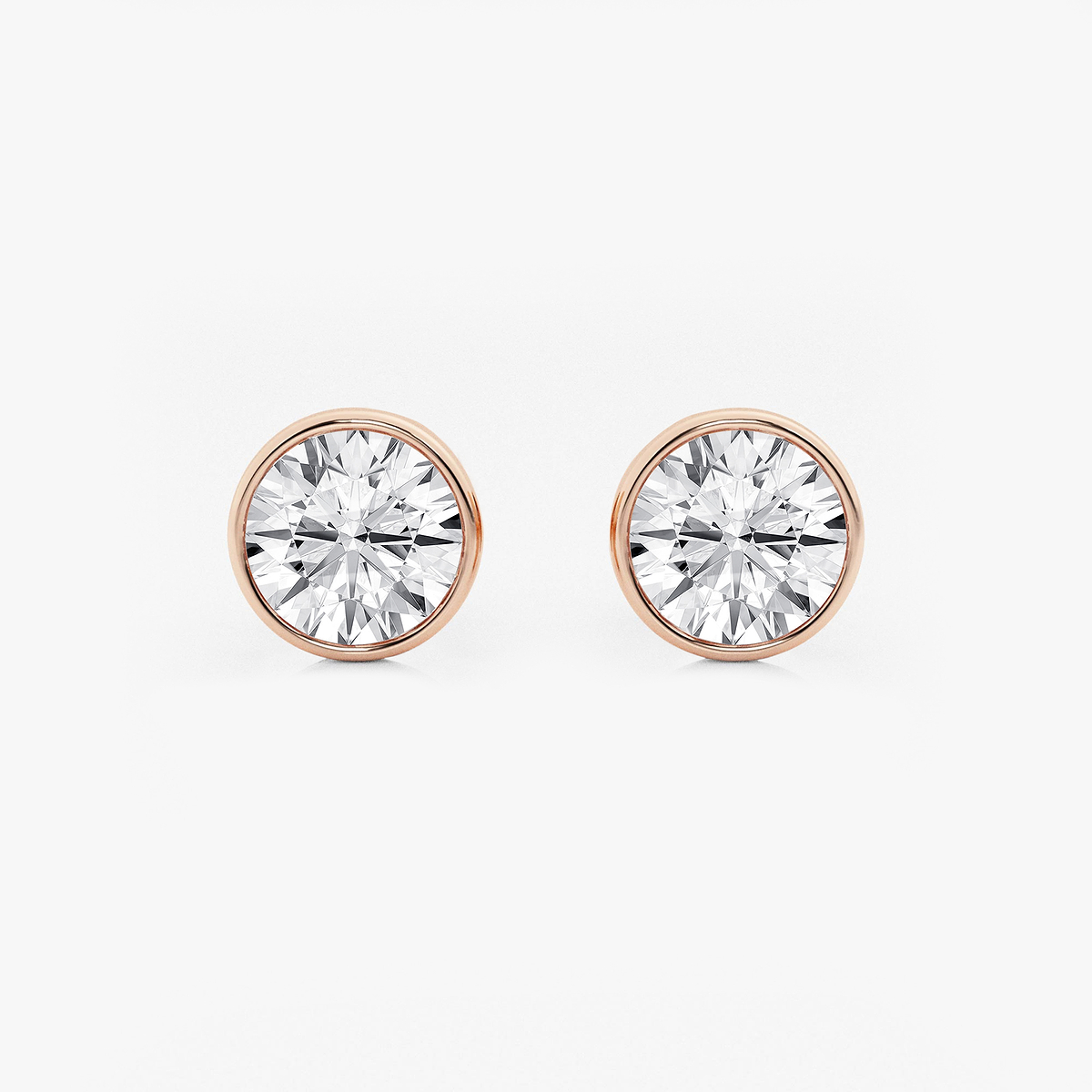 3 ctw Round Lab Grown Diamond Bezel Set Solitaire Certified Stud Earrings