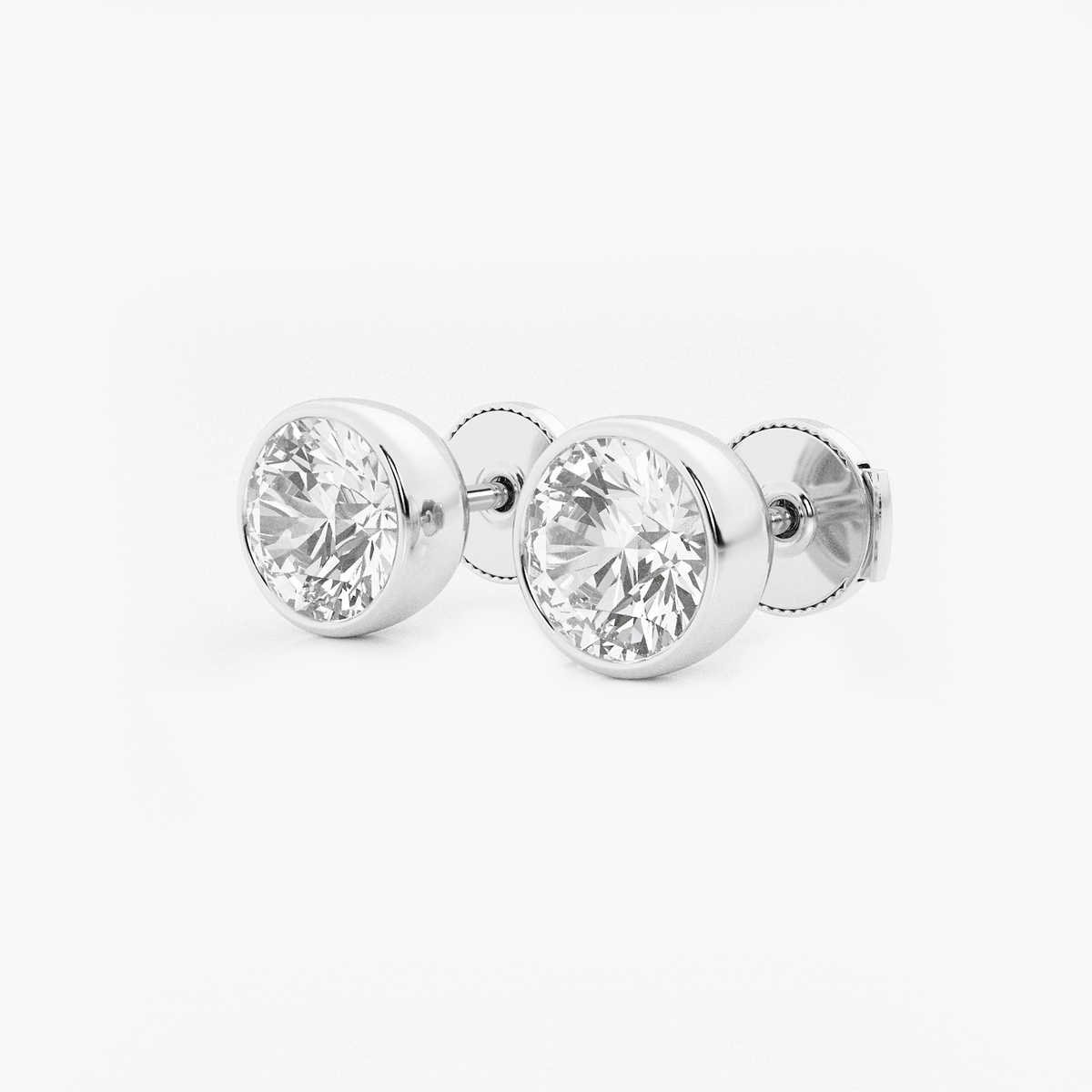 Additional Image 1 for  3 ctw Round Lab Grown Diamond Bezel Set Solitaire Certified Stud Earrings
