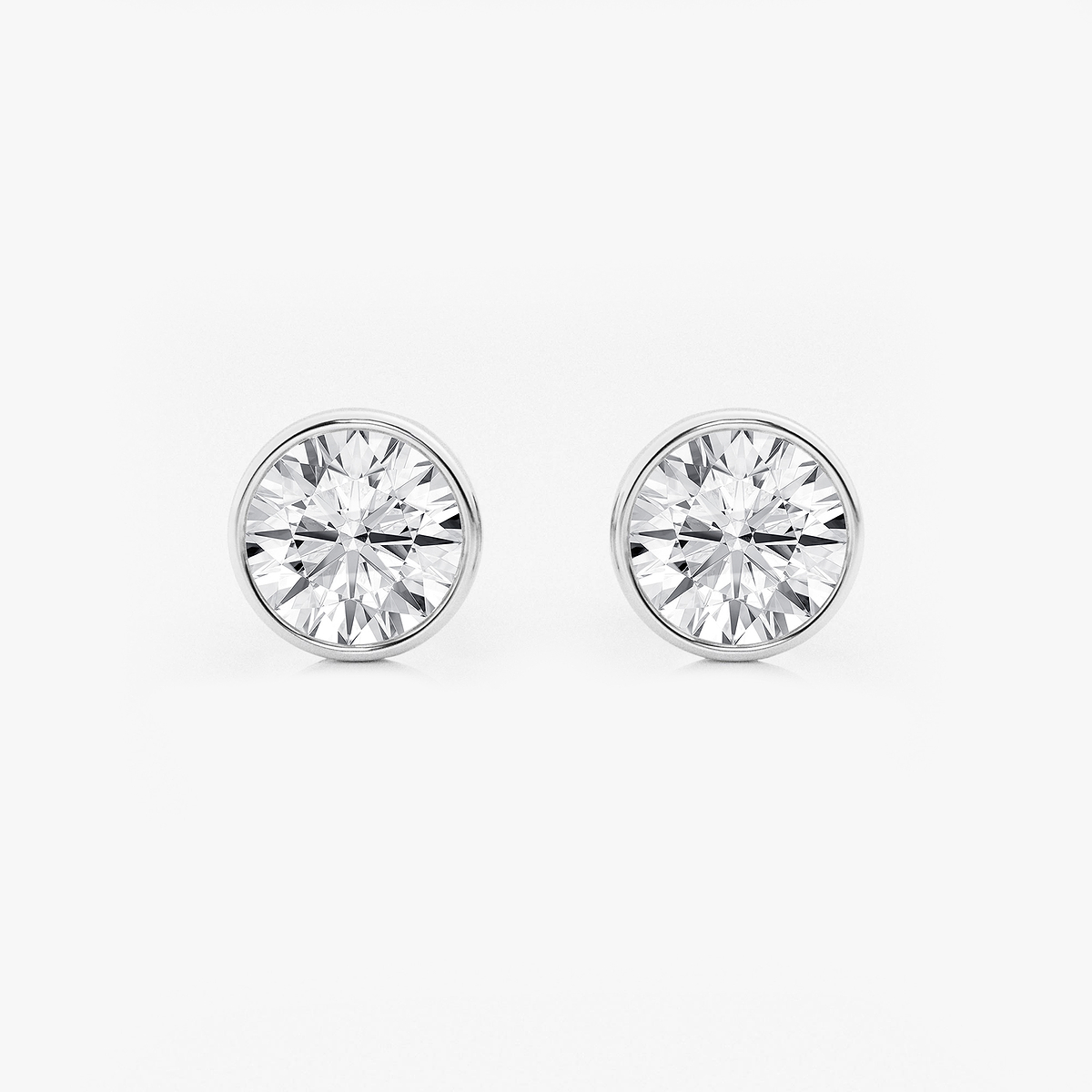 3 ctw Round Lab Grown Diamond Bezel Set Solitaire Certified Stud Earrings
