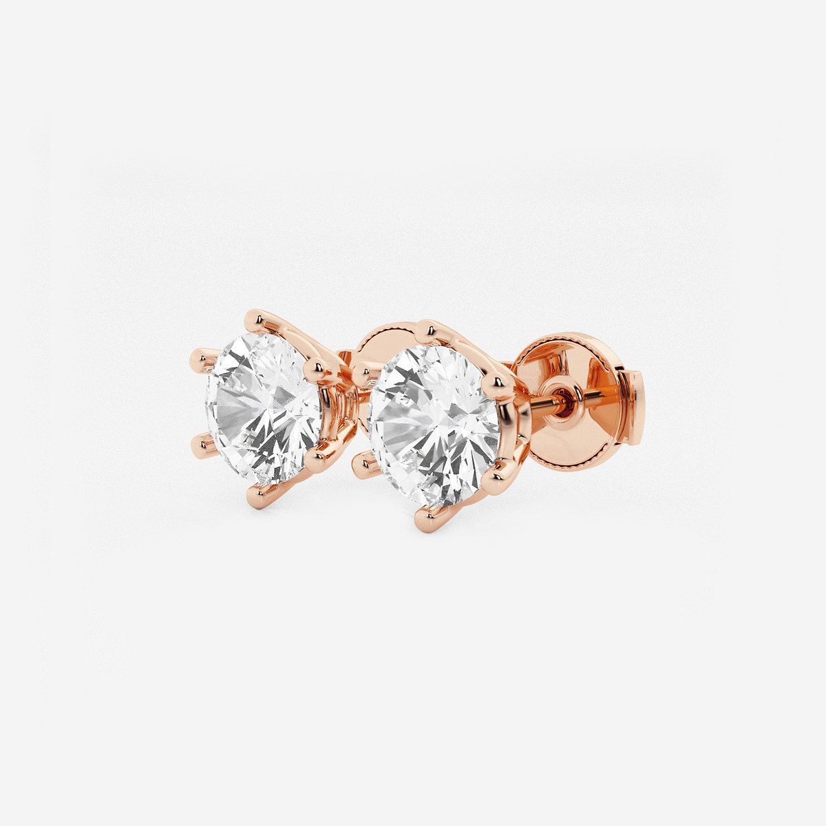 Additional Image 1 for  2 ctw Round Colorless Lab Grown Diamond Six Prong Stud Earrings