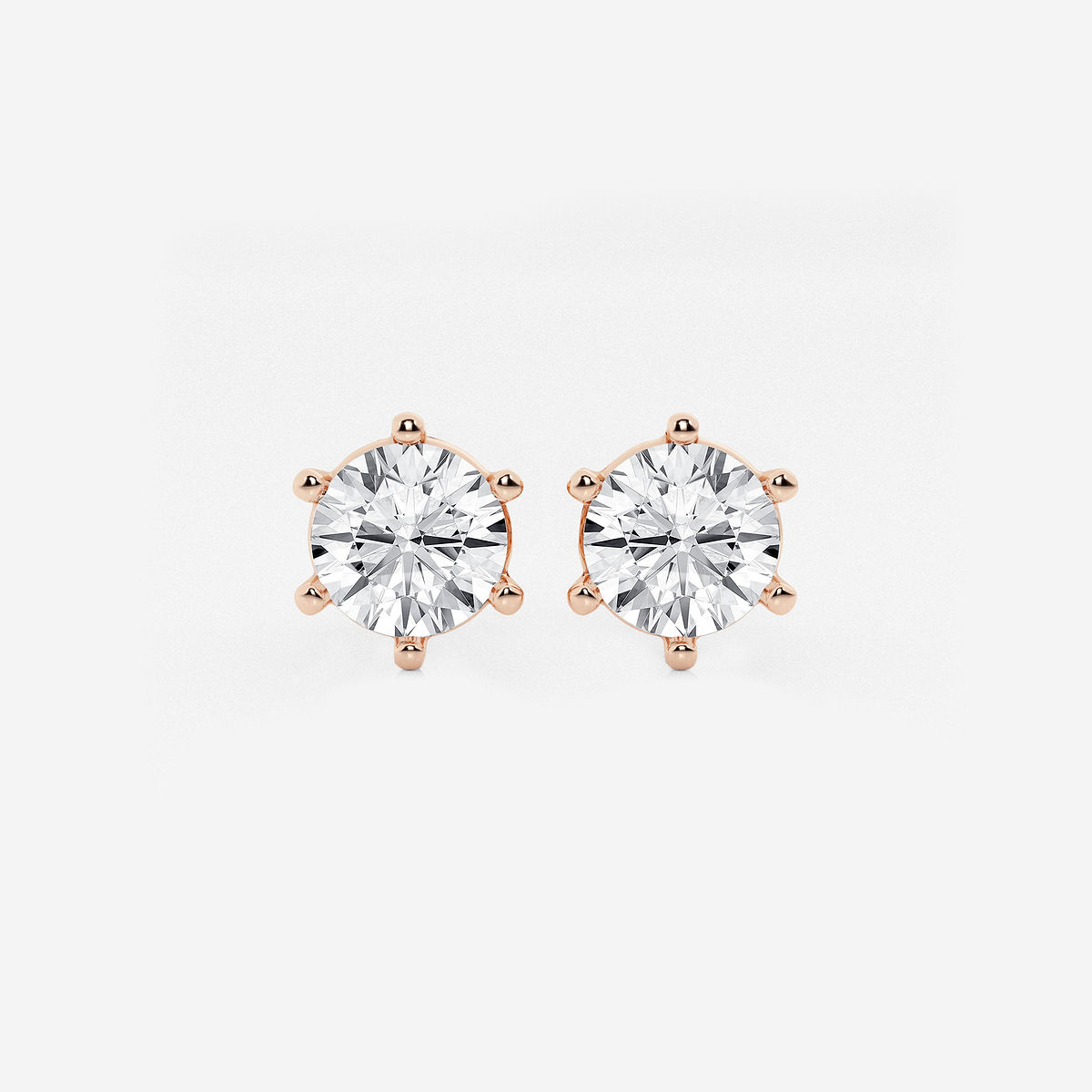 2 ctw Round Colorless Lab Grown Diamond Six Prong Stud Earrings