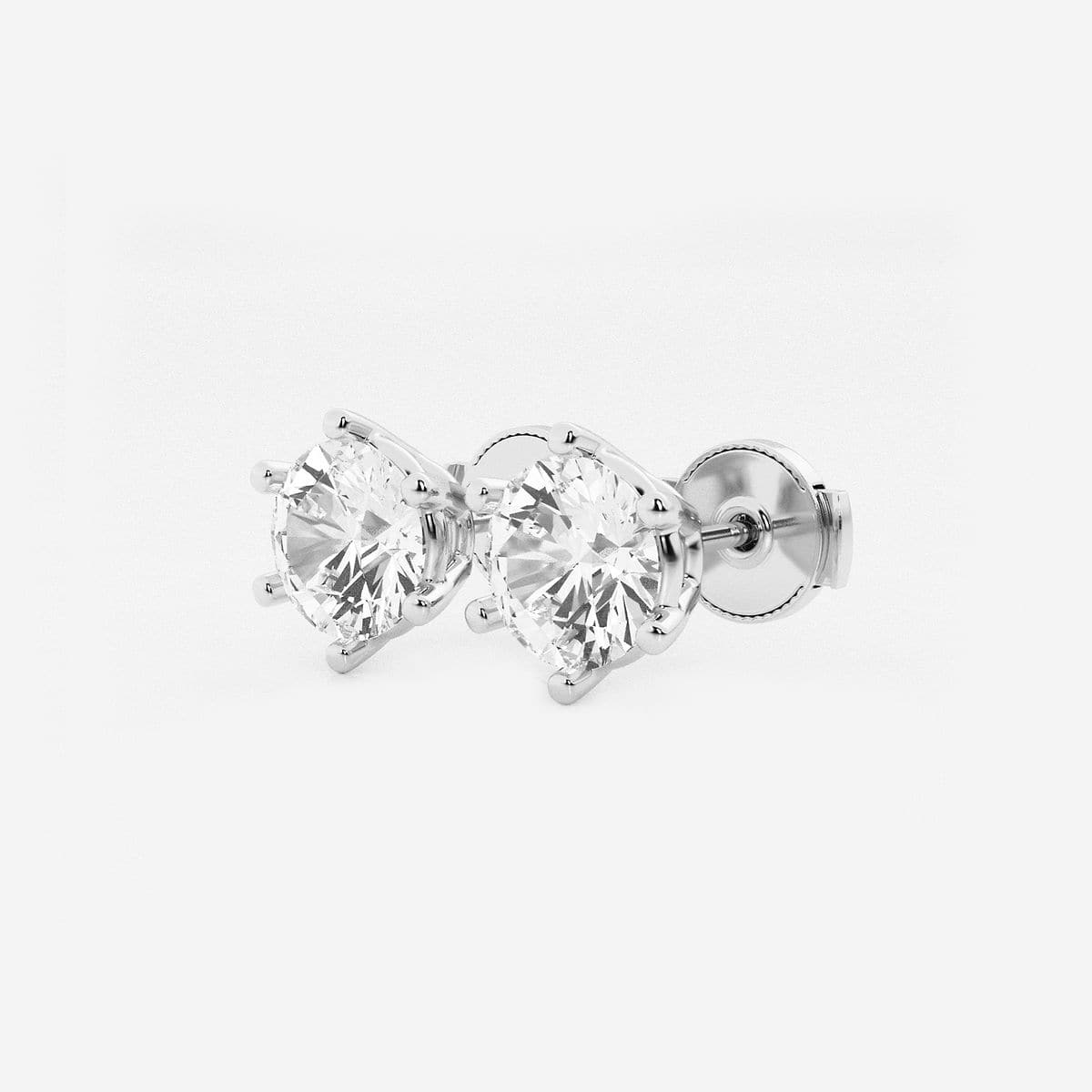 Additional Image 1 for  2 ctw Round Near-Colorless Lab Grown Diamond Six Prong Stud Earrings