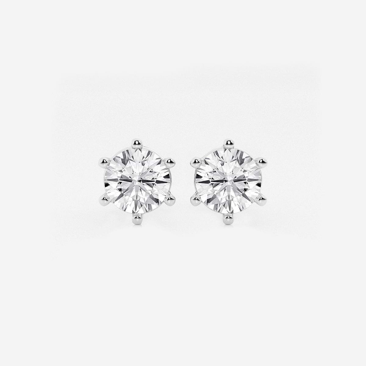 2 ctw Round Near-Colorless Lab Grown Diamond Six Prong Stud Earrings