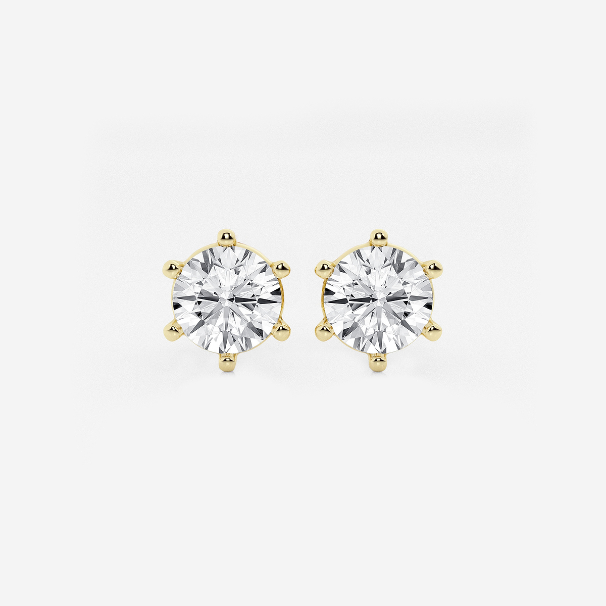 2 ctw Round Colorless Lab Grown Diamond Six Prong Stud Earrings