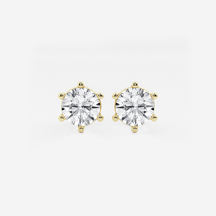 2 ctw Round Colorless Lab Grown Diamond Six Prong Stud Earrings