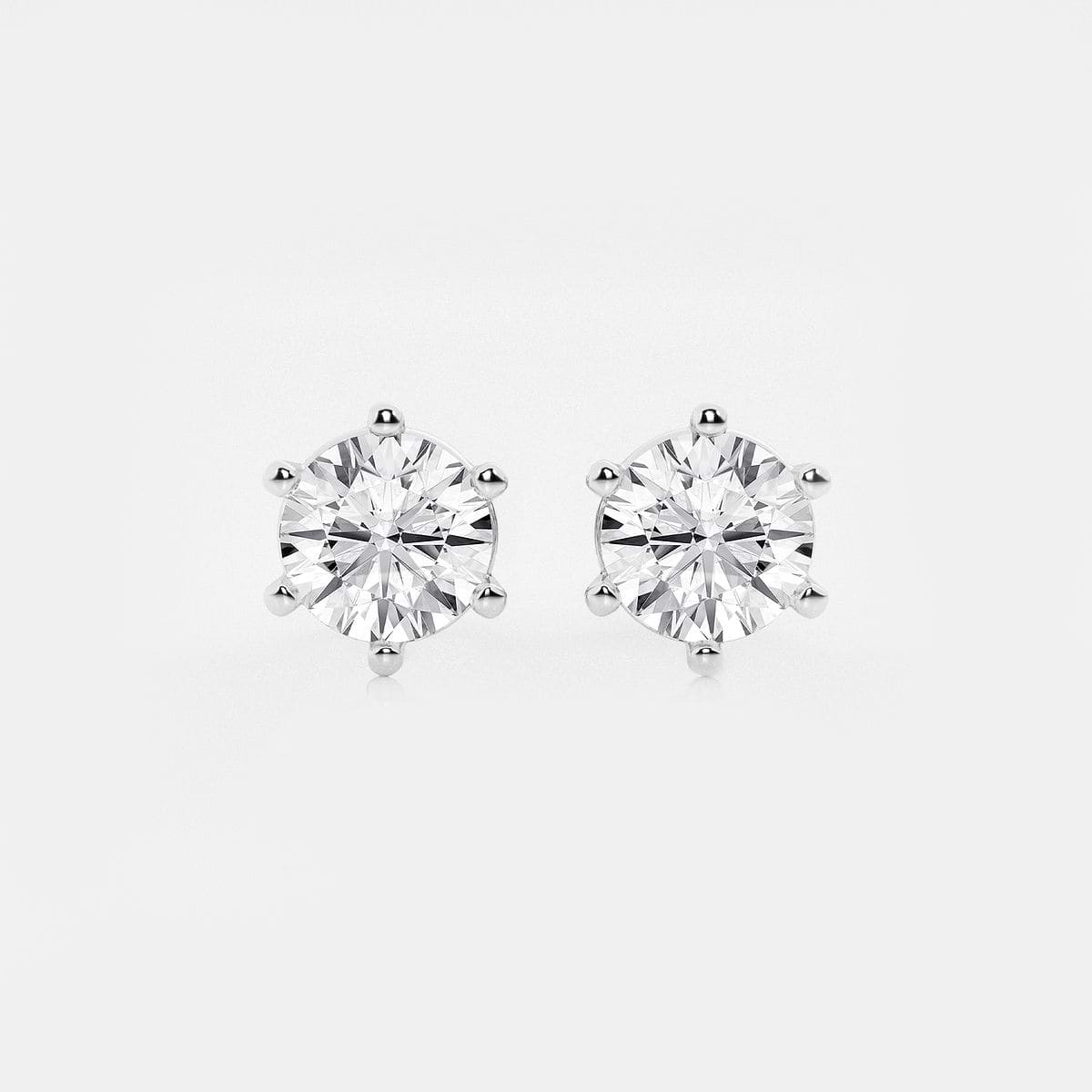 3 ctw Round Colorless Lab Grown Diamond Six Prong Stud Earrings