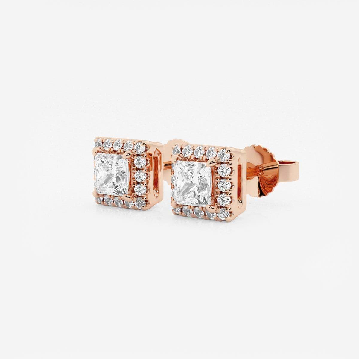 Additional Image 1 for  5/8 ctw Princess Lab Grown Diamond Halo Stud Earrings