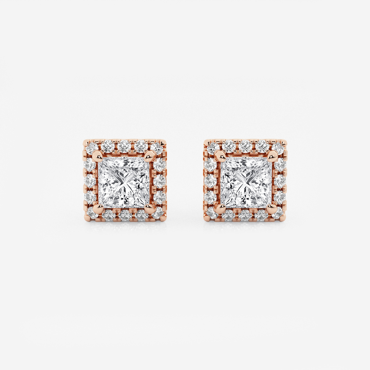1 7/8 ctw Princess Lab Grown Diamond Halo Stud Earrings