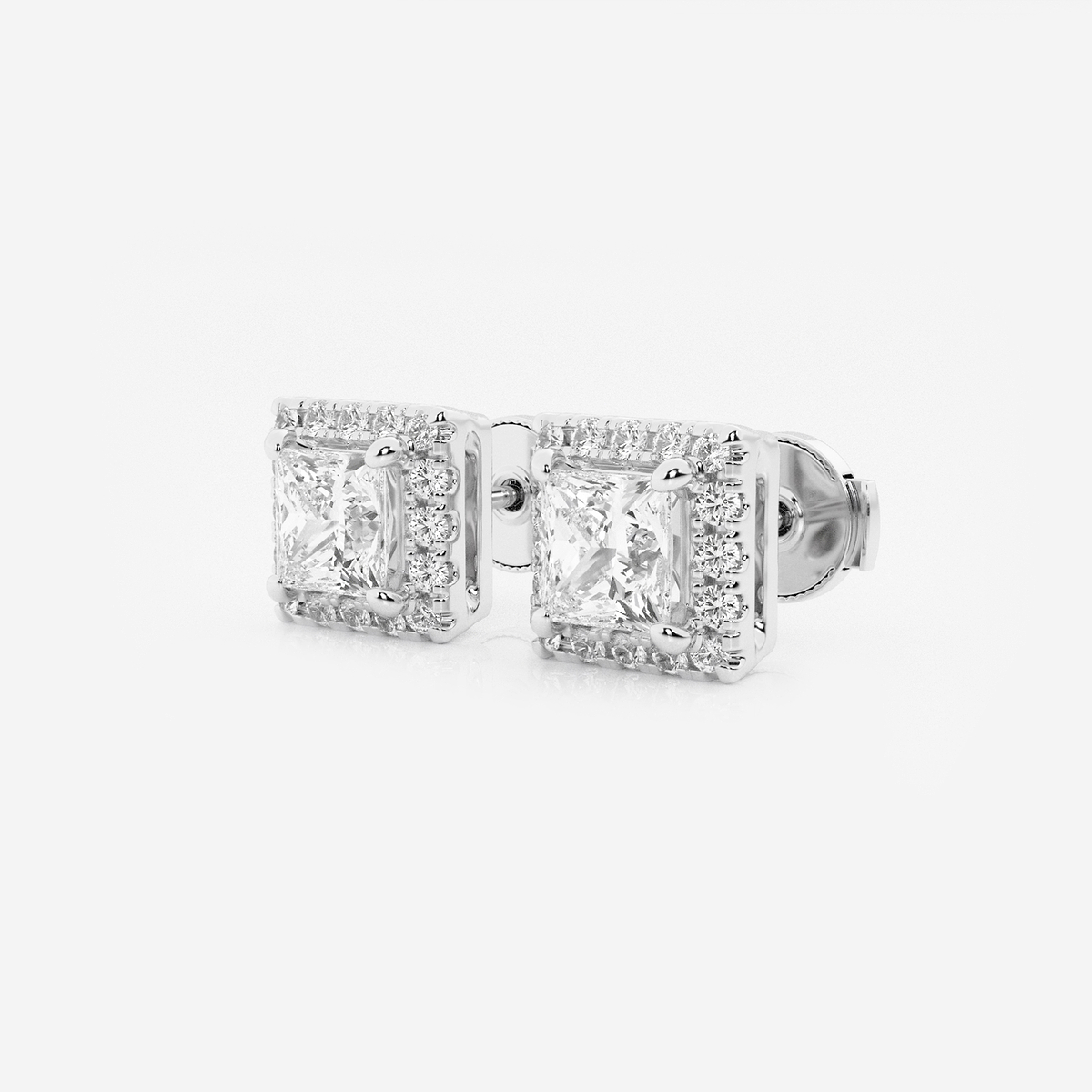 Additional Image 1 for  1 7/8 ctw Princess Lab Grown Diamond Halo Stud Earrings