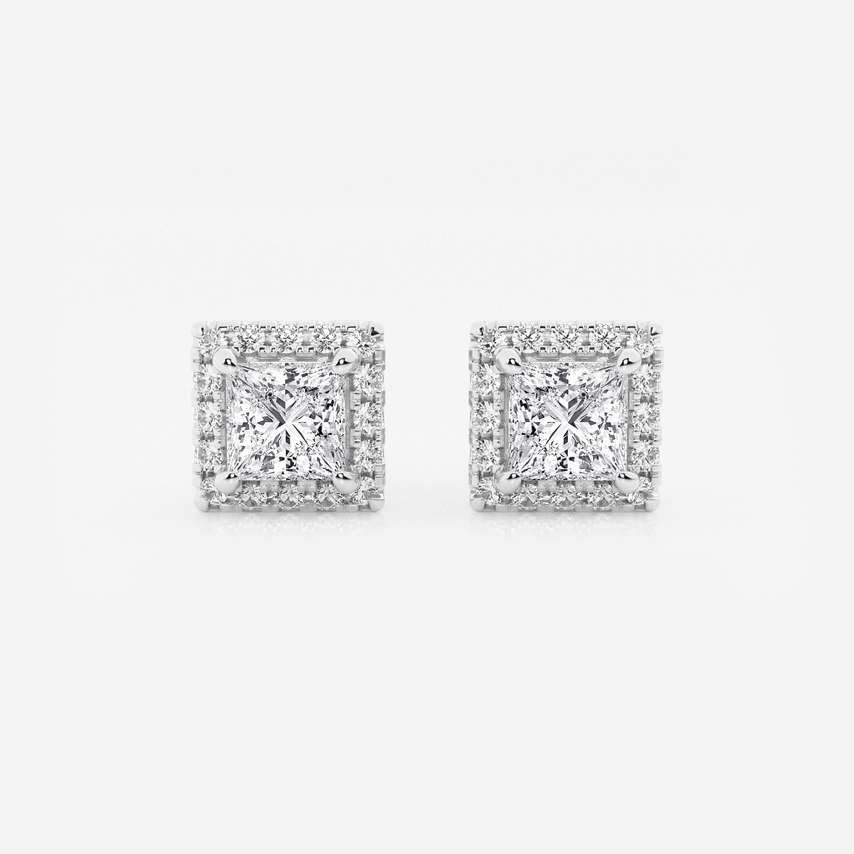 1 7/8 ctw Princess Lab Grown Diamond Halo Stud Earrings