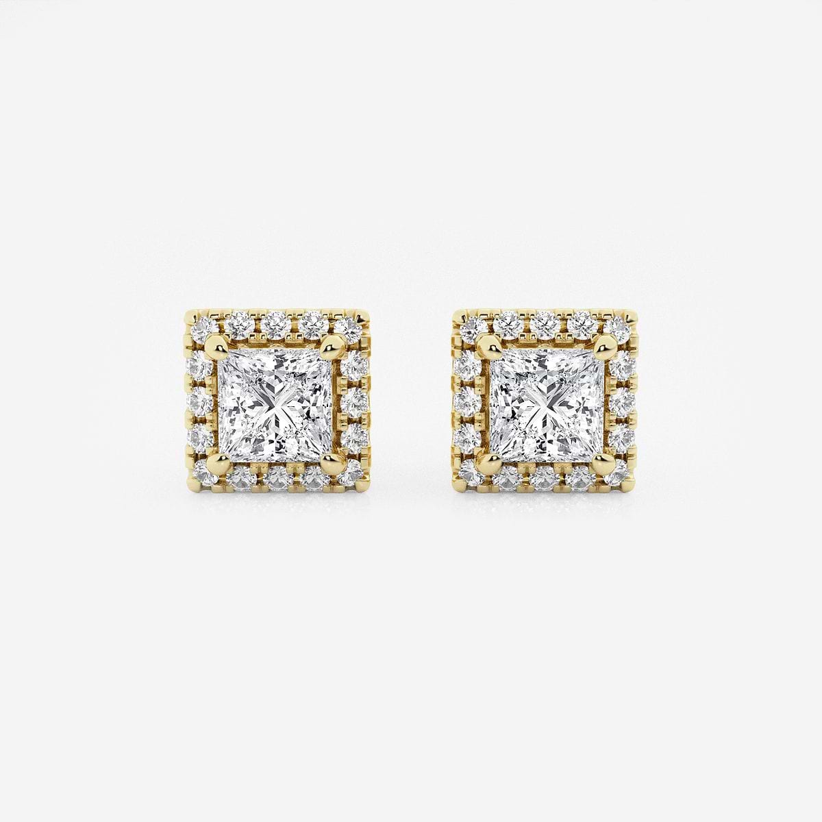 1 7/8 ctw Princess Lab Grown Diamond Halo Stud Earrings