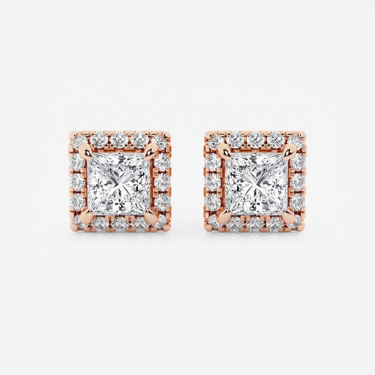 2 3/8 ctw Princess Lab Grown Diamond Halo Certified Stud Earrings