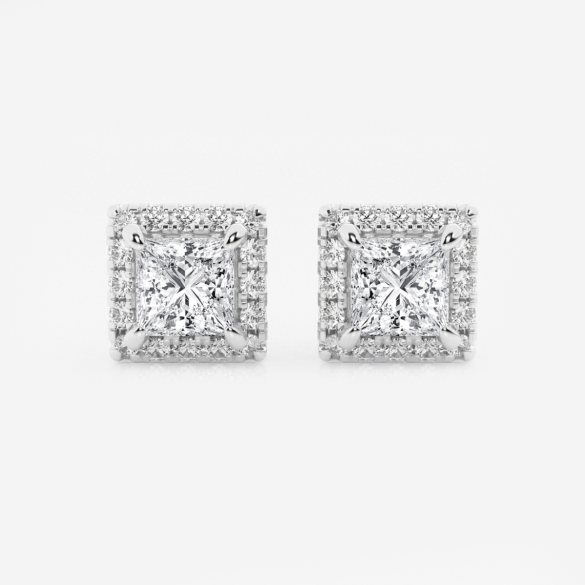 2 2/5 ctw Princess Lab Grown Diamond Halo Certified Stud Earrings