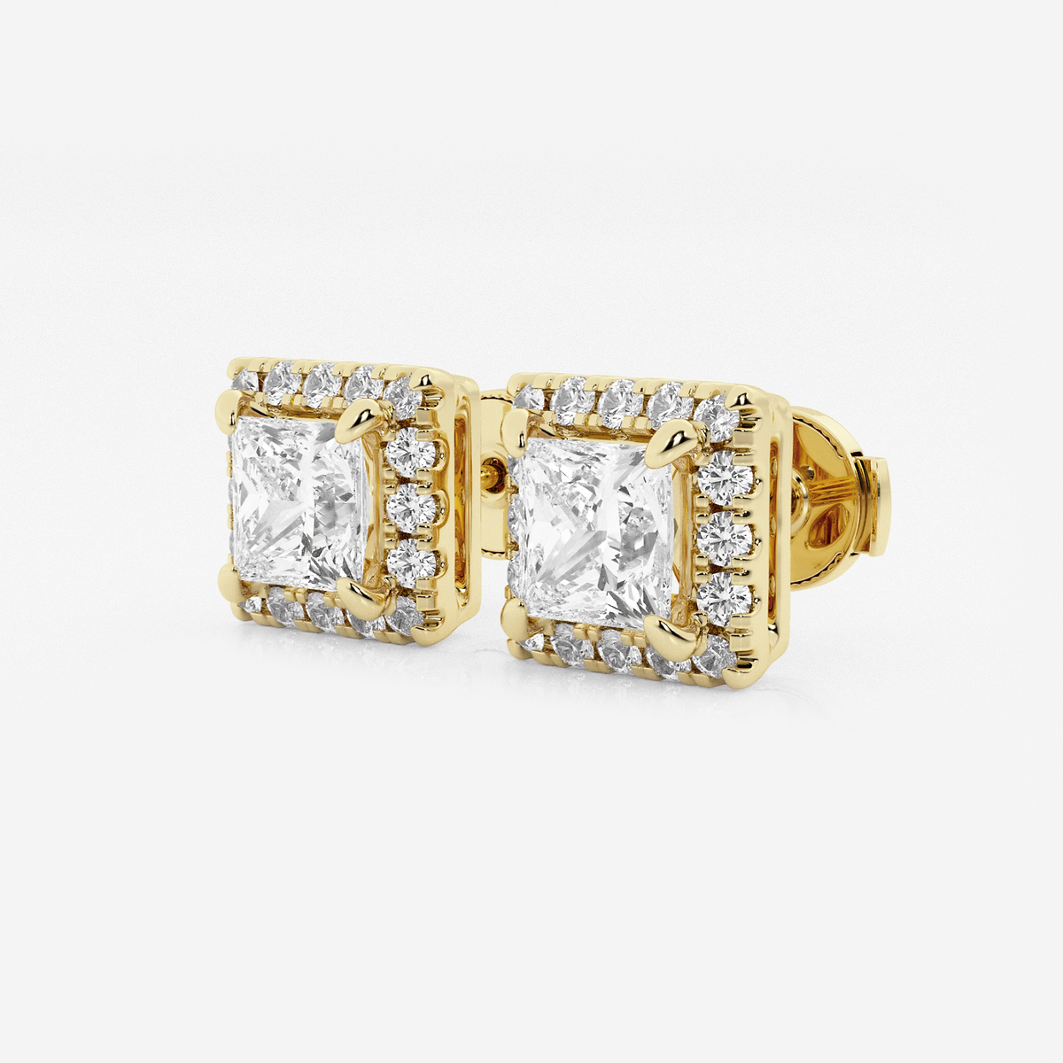 Additional Image 1 for  2 3/8 ctw Princess Lab Grown Diamond Halo Certified Stud Earrings